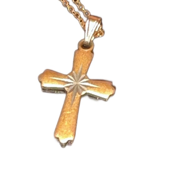 Vintage - Sarah Coventry Golden Cross & Silver North Star Necklace - Picture 6 of 7